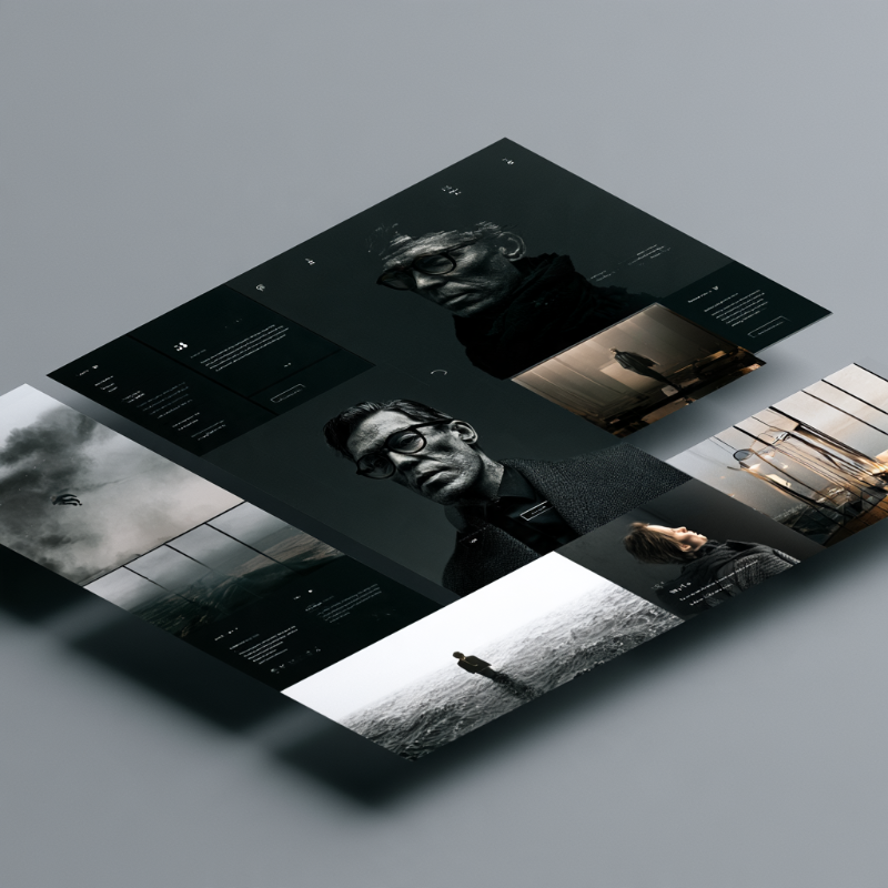 Isometric web page layouts in a dark editorial redesign